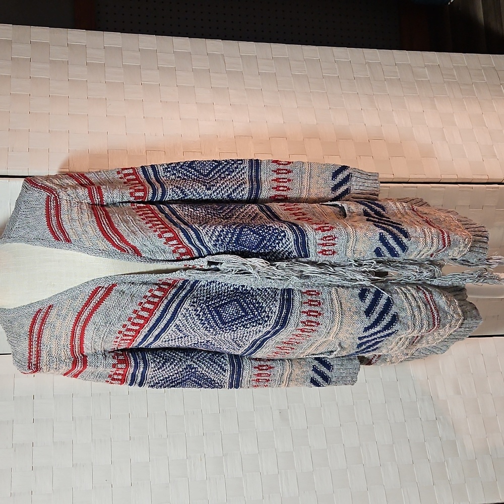 AEO Size M- Women's Multicolor Fringed Cardigan